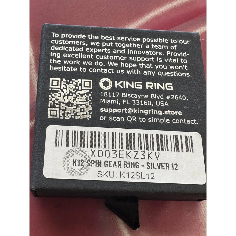 King Ring‎ Spin Gear Ring Titanium Steel Size 12 Fidget Spinner Band K12SL12 Box
